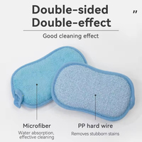 Éponge de nettoyage double face OEM à marque privée, tampon à récurer la vaisselle anti-rayures, éponge de nettoyage réutilisable en microfibre