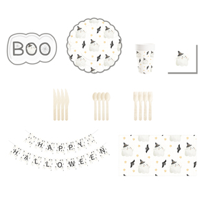 DAMAI Halloween Party Supplies Halloween Paper Plates Cups Napkins Party Disposable Tableware Set Birthday Favor for 8 Guests - Product Image 3