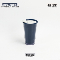 Gobelet à boisson en plastique AS sans BPA, double paroi, coloré, avec logo personnalisé, 16 oz, pour jus, fête, beerpong, avec couvercle