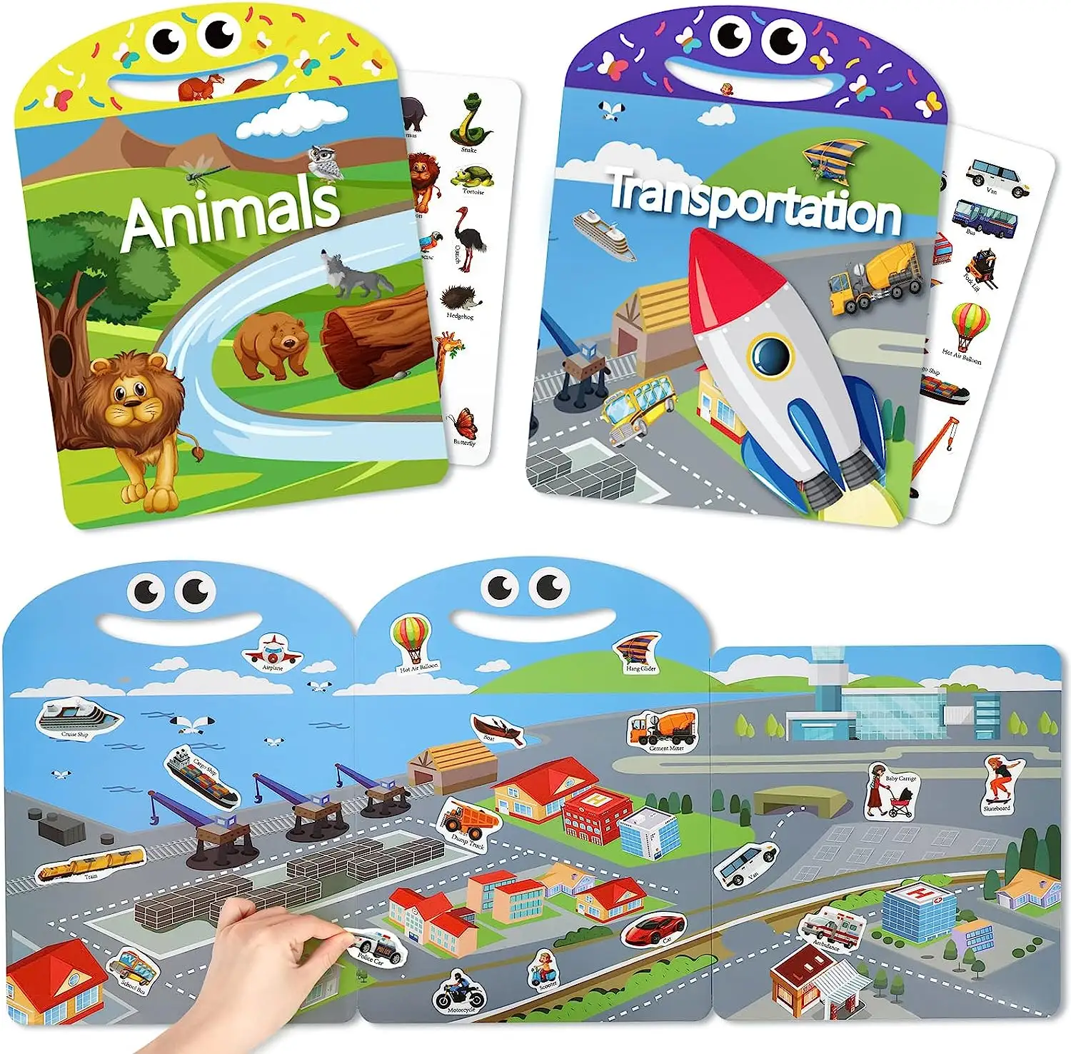 2023 libri adesivi riutilizzabili di vendita calda con adesivi per auto per bambini servizio di stampa di libri per bambini piccoli