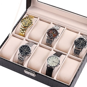 Luxury Custom logo Popular Leather Watch Mens Packaging case PU Leather <b>Storage</b> Gift 10 Slots Watch <b>Box</b> - Product Image 3