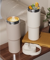 Nouveau gobelet de 735ml tasse à café portable en acier inoxydable enduit de poudre sous vide bouteille d'eau extérieure avec poignée couvercles étanches