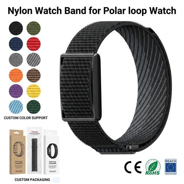 Custom Breathable Braided Nylon Loop Band for Polar Loop Fitness Tracker Sport Strap 22mm Nylon Watch Straps