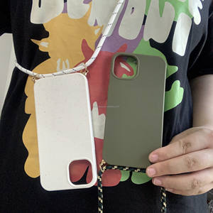 Écologique biodégradable pratique <span class=keywords><strong>collier</strong></span> compostable paille de blé téléphone étui avec chaîne <span class=keywords><strong>collier</strong></span> avec sangle cordon pour <span class=keywords><strong>iphone</strong></span> 15 - Product Image 3