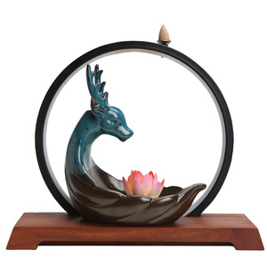 Hươu đầu gốm Đèn vòng ánh sáng đồ trang trí Dòng Chảy Ngược hương Burner - Product Image 2