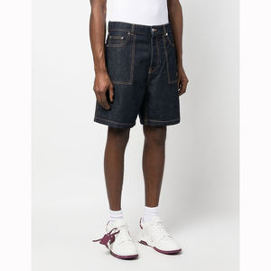 Pantaloncini 100% in cotone in Denim per <span class=keywords><strong>uomo</strong></span> a contrasto giallo <span class=keywords><strong>brillante</strong></span> con cuciture larghe al ginocchio pantaloncini in Denim grezzo classici quotidiani - Product Image 3