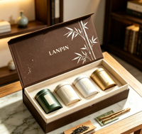 Scatola Regalo per Tè in Carta Rigida di Lusso Personalizzata con Logo, Chiusura Magnetica a Conchiglia, Stampa in Rilievo e Vassoio Interno in Spugna