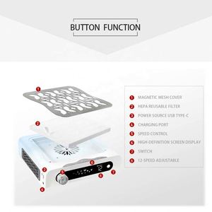 Colector de Polvo de Uñas Recargable AT-NDC-266 de 60W, Limpiador Portátil de 4000rpm, Extractor de Vacío Extraíble de Bajo Ruido para Salón y Uso Personal - Product Image 3
