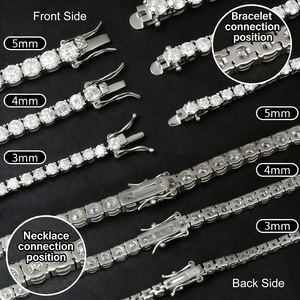 שרשרת טניס מויאסניט VVS D נגד כתמים לנשים ונערות, כסף סטרלינג 925, תכשיטי אירוסין ונישואין, יצרן תכשיטים - Product Image 5