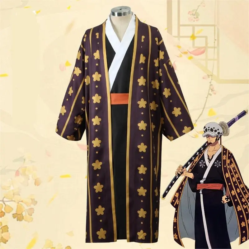 Novo estilo roupa anime de halloween roupas trafalgar d. Água advogados kimono set para cosplay