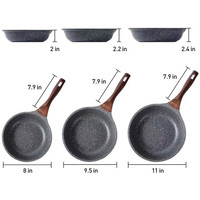 Ensemble de casseroles en aluminium écologique classique de 3 pièces, fabrication directe d'usine, moulage sous pression personnalisé, haute qualité, revêtement antiadhésif en céramique granit
