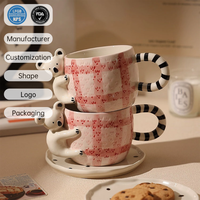 Tasse à café en céramique et porcelaine sans plomb, sans cadmium, passe au lave-vaisselle, tasse à latte pour le petit-déjeuner avec plateau, emballage personnalisé