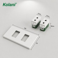 Enchufe de Corriente Modular Doble de 2 Orificios Kolani Tamaño 120, 16A 250V, Panel de PC Blanco con Obturador de Seguridad Infantil Antichoque