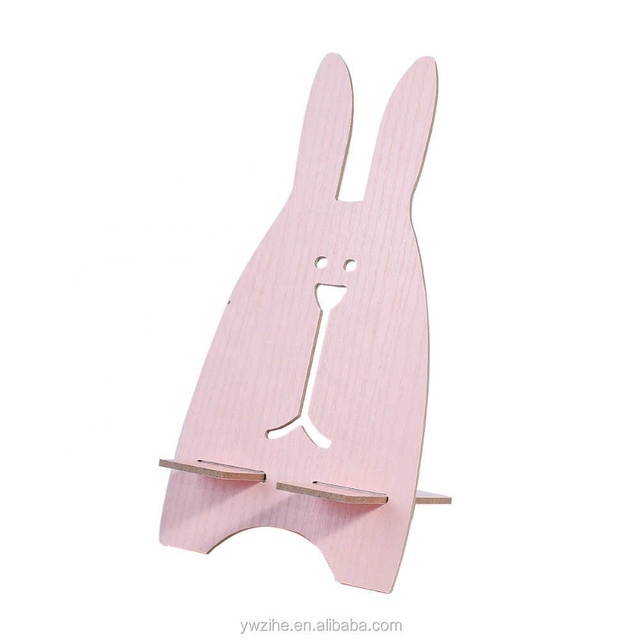 Universal Wood Cute Rabbit Animal Desk Phone Book Holder Lazy Stand Tablet Desk Support pink Blue Flower Color