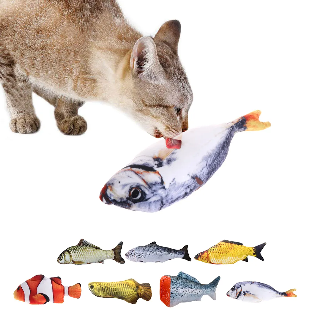 Vente chaude Mignon Drôle Simulation Électrique Mobile En Peluche Poisson Chat Jouet Interactif Cataire Motorisé Chat Jouet