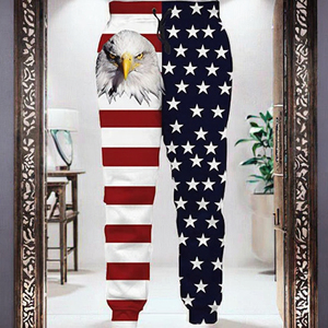 Pantalon de jogging d'hiver pour homme, imprimé intégral, style décontracté chic, pour activités de plein air, motif drapeau américain, en tissu polyester sublimé - Product Image 3