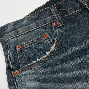 पंक मध्यम धुली हुई सफेद मध्य कमर कपास डेनिम पैंट हाई स्ट्रीट ट्रेंडी ढीले सीधे पैर के हाथ से पहने हुए पुराने पुरुष - Product Image 3