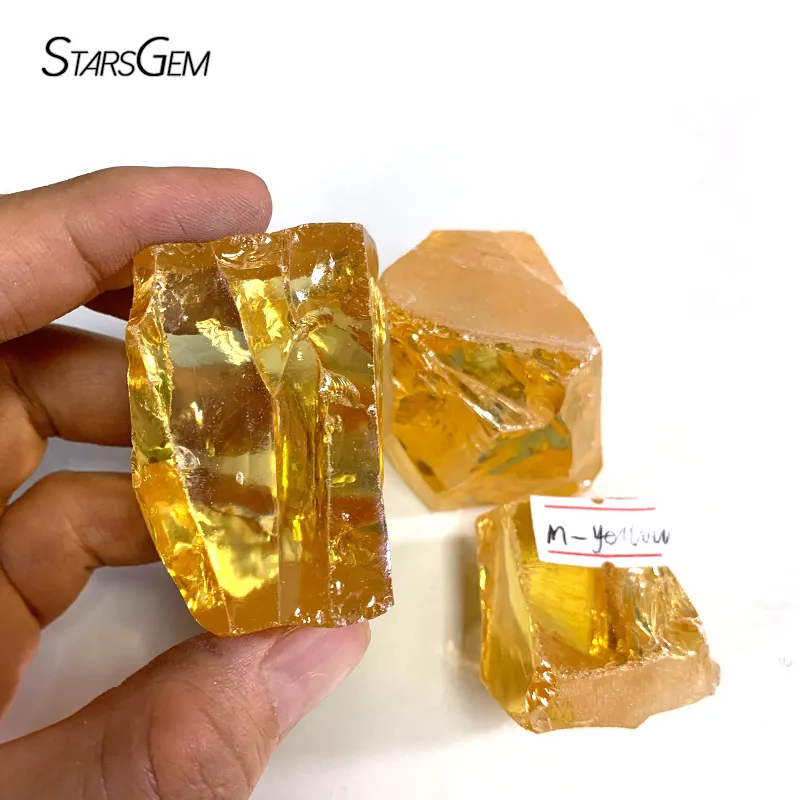 Starsgem 도매 가격 원료 실험실 노란색 보석 공장 직접 판매 언컷 느슨한 거친 돌 원석 재료