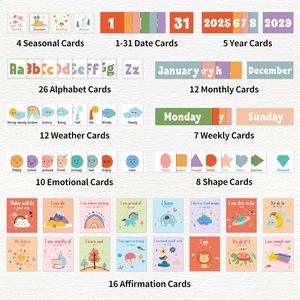 Tableau rectangulaire en tissu pour calendrier quotidien, 59.5cm x 49.5cm, gestion du temps pour l'école maternelle et la maternelle - Product Image 6