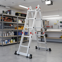 Échelle télescopique pliable Maidean à grande charnière, en alliage d'aluminium léger et durable, capacité de charge de 150 kg, 4 marches, verrouillage manuel, design moderne