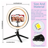 Anneau lumineux de Studio LED 10 ", avec trépied et support, lampe, éclairage annulaire pour photographie, prise de vue en direct, appareil photo, Selfie