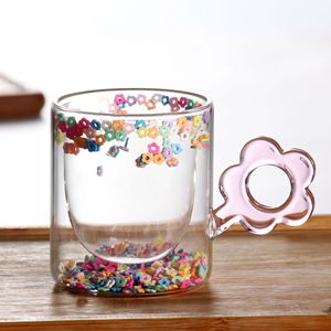Vaso de Vidrio Transparente con Asa de Flor, Doble Capa, para Leche, con Diseño de Estrellas y <span class=keywords><strong>Luna</strong></span>, Estilo Líquido de <span class=keywords><strong>Arena</strong></span>, Vaso para Bebidas - Product Image 2