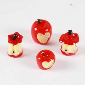3D mignon coeur grosse pomme rouge avec noyau de pomme résine fruits bricolage résine breloques accessoire porte-clés téléphone chaîne pendentif quotidien - Product Image 5