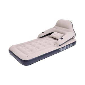 Portable Twin Inflatable Airbed Headboard Lock Pillow Armrest Cup Holders <b>Bag</b> for Outdoor Guests Featuring Portable Coil Beams - Product Image 1