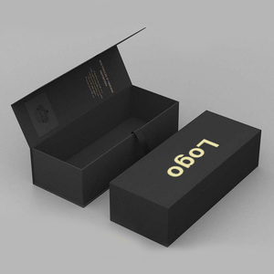 Custom <b>Black</b> Luxury Gift <b>Box</b> for Single Wine Bottle Folding Design with Embossing Matt Lamination for Champagne or Red Wine - Product Image 1