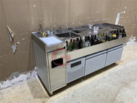 Station de bar à cocktails et slushs portable en acier inoxydable, comptoir standard, personnalisable