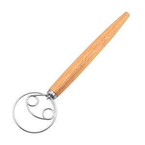 <span class=keywords><strong>Fouet</strong></span> à pâte <span class=keywords><strong>Fouet</strong></span> à pain en bois avec crochet à pâte en acier inoxydable Mélangeur à pâte Outil à main et outils et fournitures de fabrication de pain au levain - Product Image 1