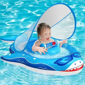 Поплавки для бассейна для детей 6-24 месяцев, надувные поплавки для малышей, плавательные кольца со съемным навесом