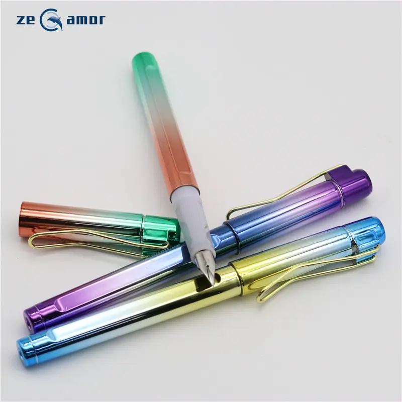 Zeamor चीनी उच्च गुणवत्ता चांदी निब स्याही फिर से भरना लक्जरी व्यापार उपहार कस्टम प्लास्टिक फाउंटेन पेन