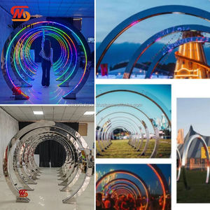 Arco de Metal Dorado Liso con Espejo LED Rectangular para Fondo de Boda, Tamaño Personalizable - Product Image 5