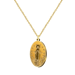 Collana con ciondolo in oro vergine vergine di Fatima in acciaio inossidabile bella cattolica Saint collana - Product Image 1