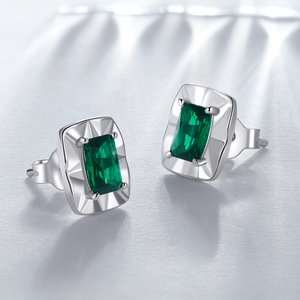 <span class=keywords><strong>Bamoer</strong></span> fábrica 925 plata esterlina brillante cuadrado Stud pendientes verde circón pendientes Unisex joyería fina para mujeres BSE803 - Product Image 3