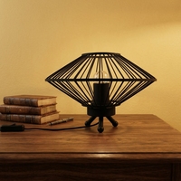 Nouvelles Arrivées : Lampes de Table Minimalistes Personnalisables en Métal Noir, Style Cage, LED, Portables, Idéales pour Hôtels et Salons