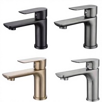Robinet mélangeur de lavabo de salle de bain moderne de luxe avec long bec, à poser sur comptoir, en acier inoxydable 304, diverses couleurs, avec cartouche en céramique