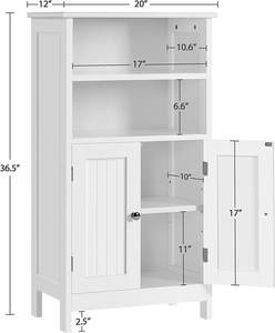 מודרני האחרון מחוייט לבן 11*27.25*29.88 מודרני עץ אחסון ארונות עם דלתות לאמבטיה - Product Image 2