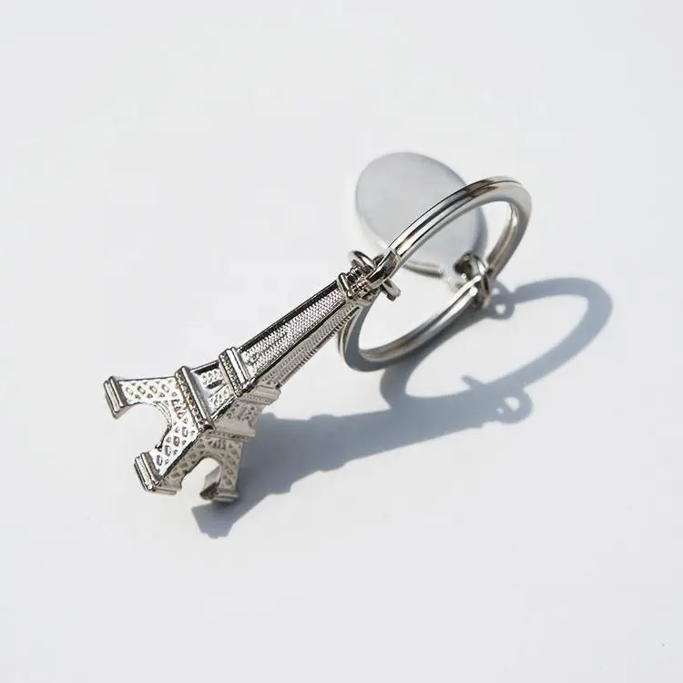 La Tour Eiffel 3D Cut Out Silver Key Chain Promotional Business Gifts Eiffel Tower Keys Holder Blank Metal keychains
