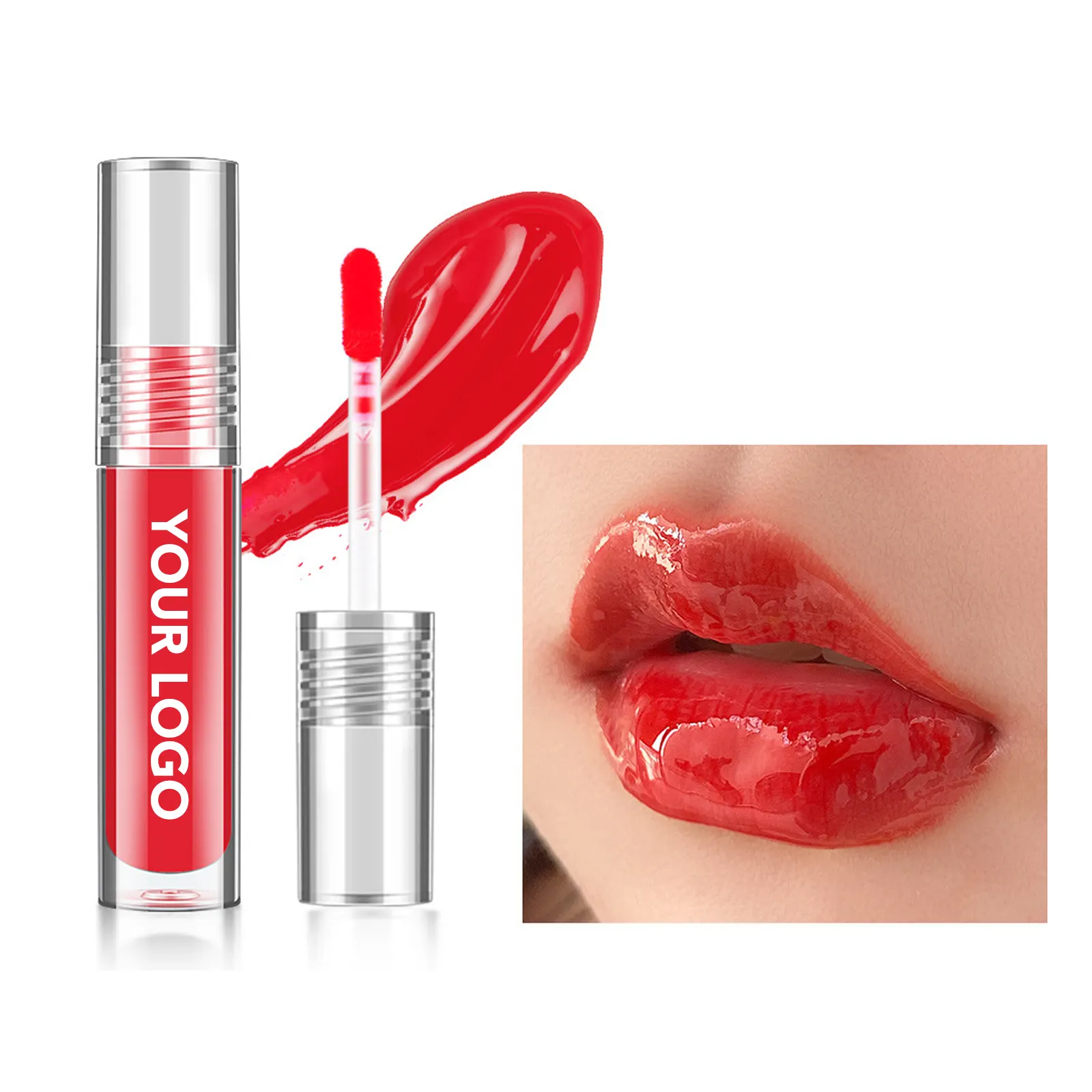 Giữ ẩm Lipgloss ống chân phẳng Applicator bán buôn nhãn tư nhân Glossy trang điểm làm mát môi dựa trên Vegan nước Lip Tint