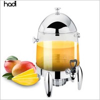 Urne à café de luxe en acier inoxydable doré et distributeur de cocktails à jus en acrylique pour décor de mariage et de fête de restaurant d'hôtel