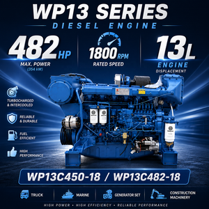 Moteur diesel marin 4 temps 6 cylindres Weichai WP13 série Heavy Duty 1800 tr/min WP13C450-18 WP13C482-18 pour navire - Product Image 5