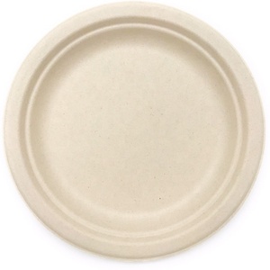 Assiettes compostables en bagasse de canne à sucre certifiées BPI, résistantes à l'huile et compatibles micro-ondes, pour la restauration, les mariages, avec logo personnalisé - Product Image 1