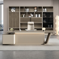 Escritorio Ejecutivo, Combinación de Mesa y Silla para Oficina, Mesa Moderna de Madera para Gerente con Opciones de Almacenamiento