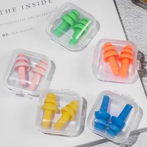 Soft Reusable Washable Comfortable Silicone Ear Plugs in Plastic Cases NRR 29dB for Swimming Adults Earplugs Water Shower