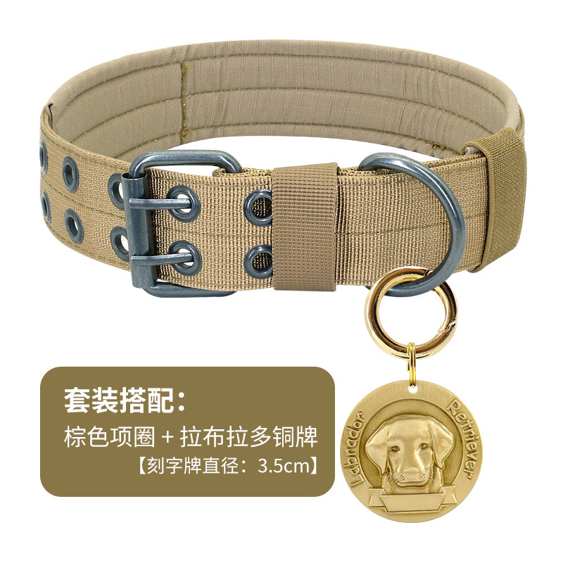 Khaki-collar with hole-labrador dog tag