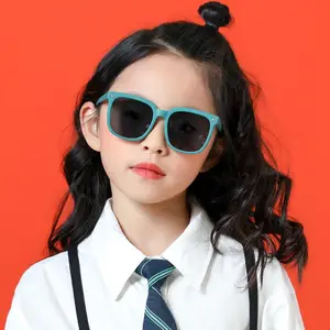 نظارات شمسية للأطفال دائرية من البنات والأولاد مستقطبة مرنة من السيليكون الملونة اللطيفة باللون الكرتوني للبيع بالجملة من المصنع جديد لعام 2024