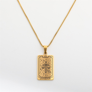 Collar de Cadena de Eslabones de Acero Inoxidable Chapado en Oro de Alta Calidad con Colgante de Cartas del <span class=keywords><strong>Tarot</strong></span> Resistente al Agua, Joyería de Moda al por Mayor - Product Image 2