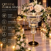 Nouvelle conception de centre de table pour mariage et banquet, en métal, acrylique et verre, avec candélabre et support à fleurs